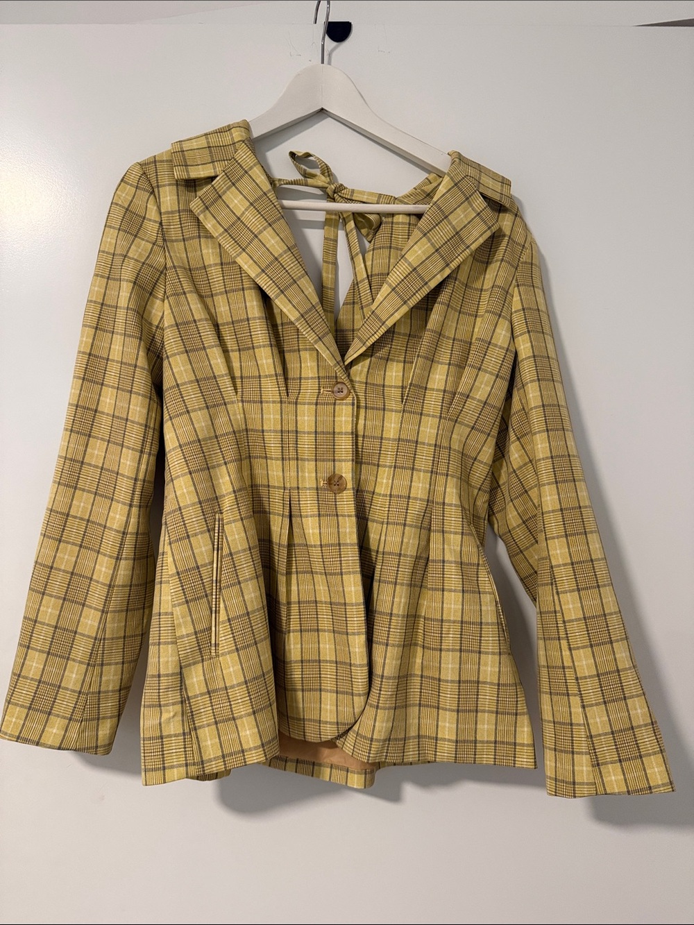 Women’s Yellow Plaid Blazer Jacket